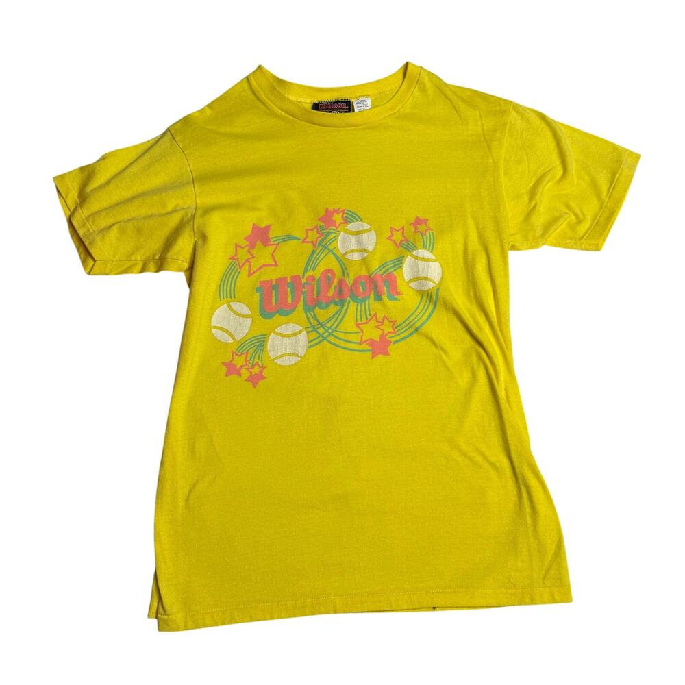 Vintage Wilson's Shirt Women's Large Tennis Yellow Made in USA Single Stitch